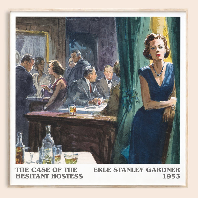 The Case of the Hesitant Hostess literary book poster by Erle Stanley Gardner – framed literary art print