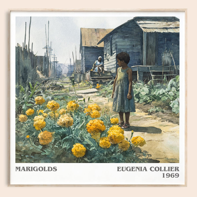 Marigolds literary book poster by Eugenia Collier – framed literary art print