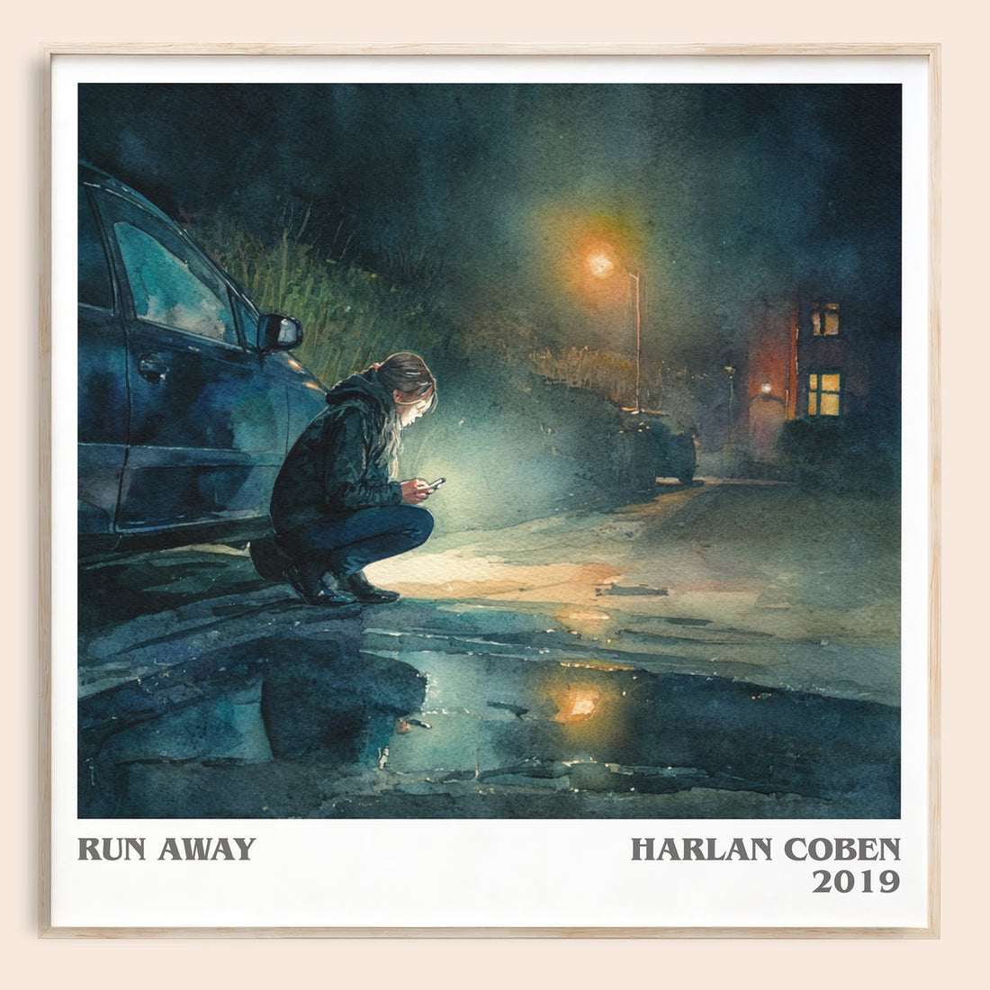 Run Away literary book poster by Harlan Coben – framed literary art print