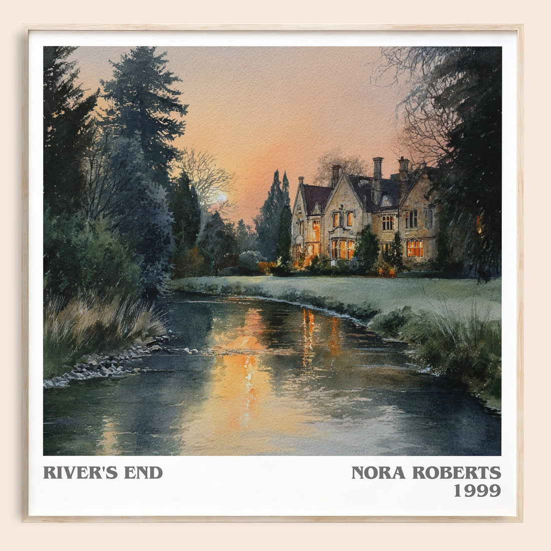 River's End literary book poster by Nora Roberts – framed literary art print