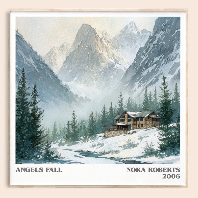 Angels Fall literary book poster by Nora Roberts – framed literary art print