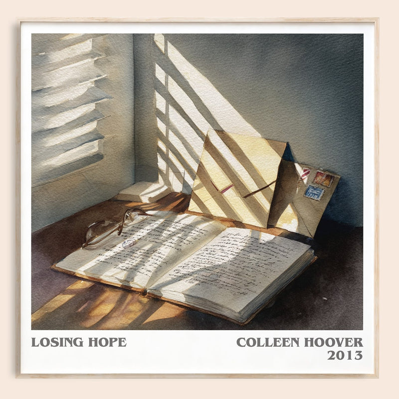 Losing Hope literary book poster by Colleen Hoover – framed literary art print
