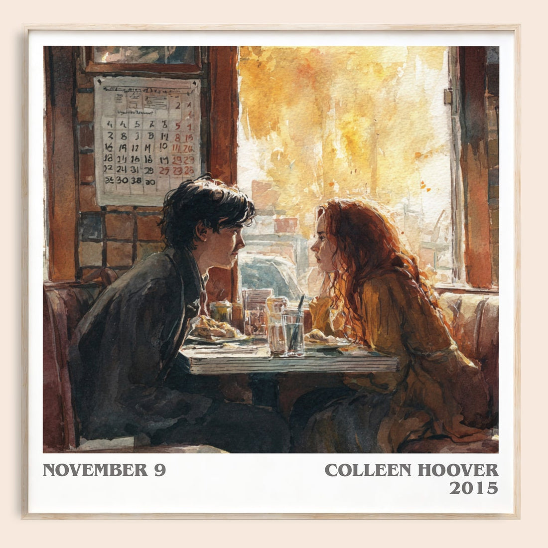 November 9 literary book poster by Colleen Hoover – framed literary art print