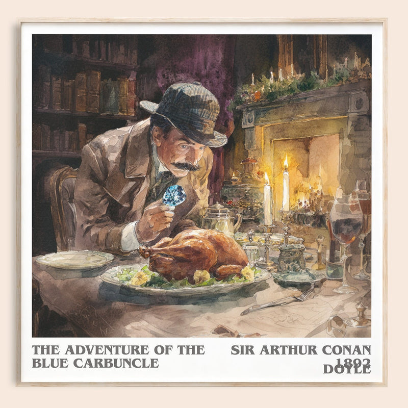 The Adventure Of The Blue Carbuncle literary book poster by Sir Arthur Conan Doyle – framed literary art print