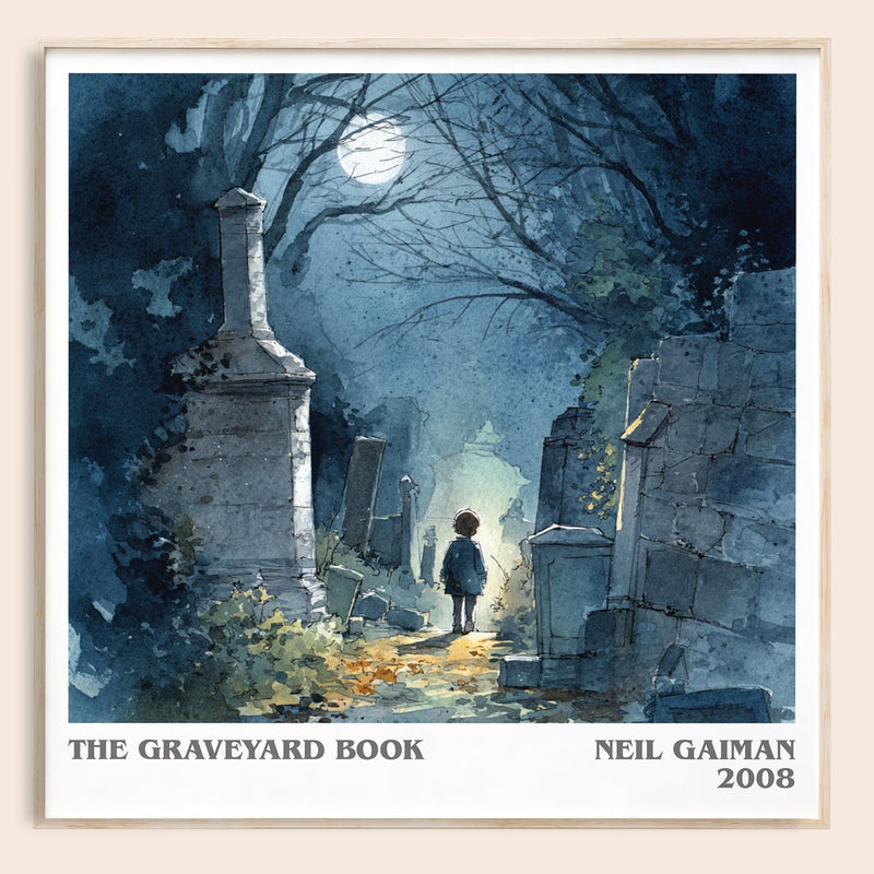 The Graveyard Book literary book poster by Neil Gaiman – framed literary art print