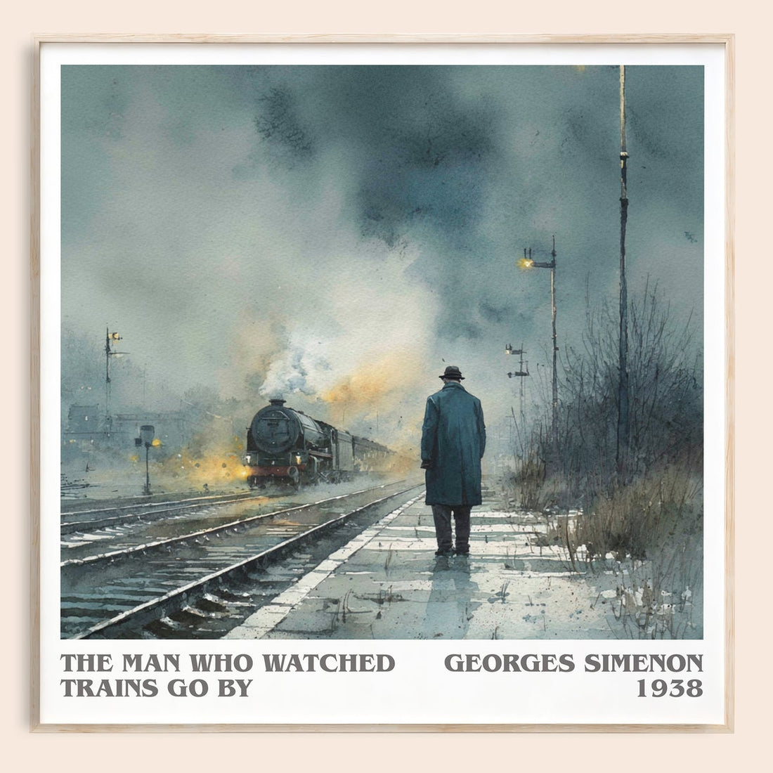 The Man Who Watched the Trains Go By literary book poster by Georges Simenon – framed literary art print