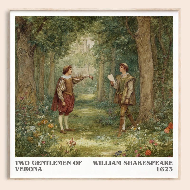 The Two Gentlemen of Verona literary book poster by William Shakespeare – framed literary art print
