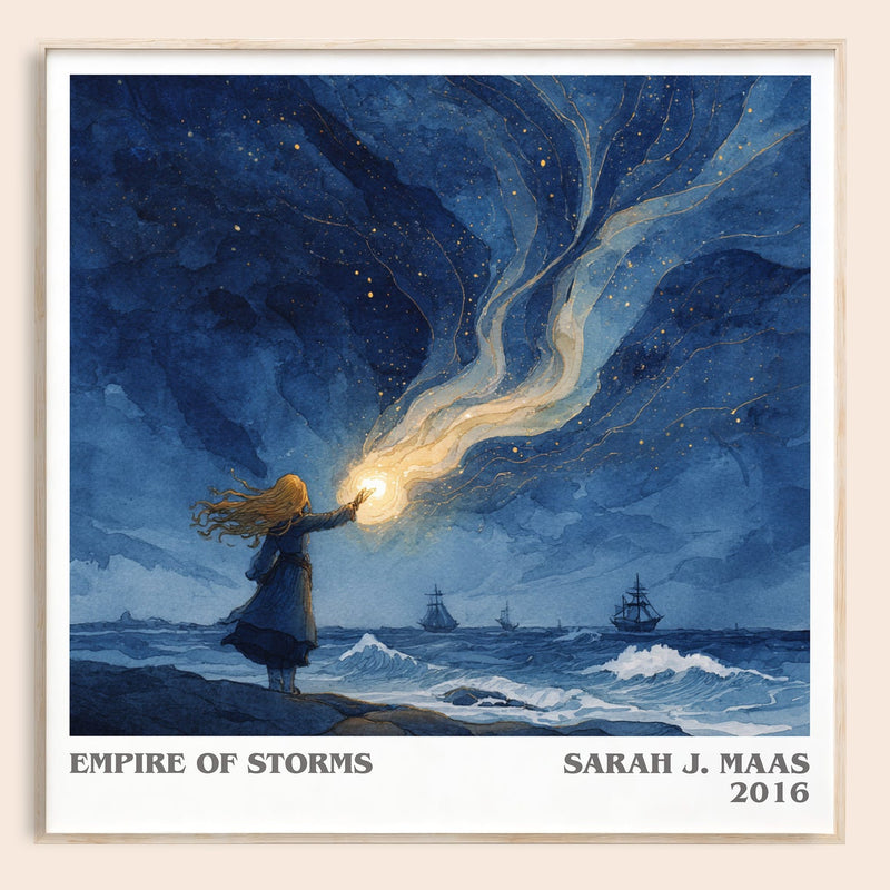 Empire of Storms literary book poster by Sarah J. Maas – framed literary art print