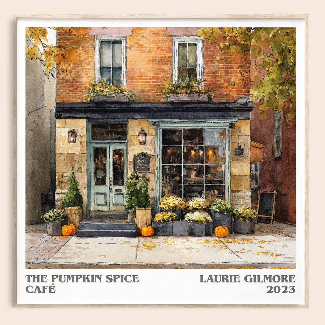 The Pumpkin Spice Café literary book poster by Laurie Gilmore – framed literary art print