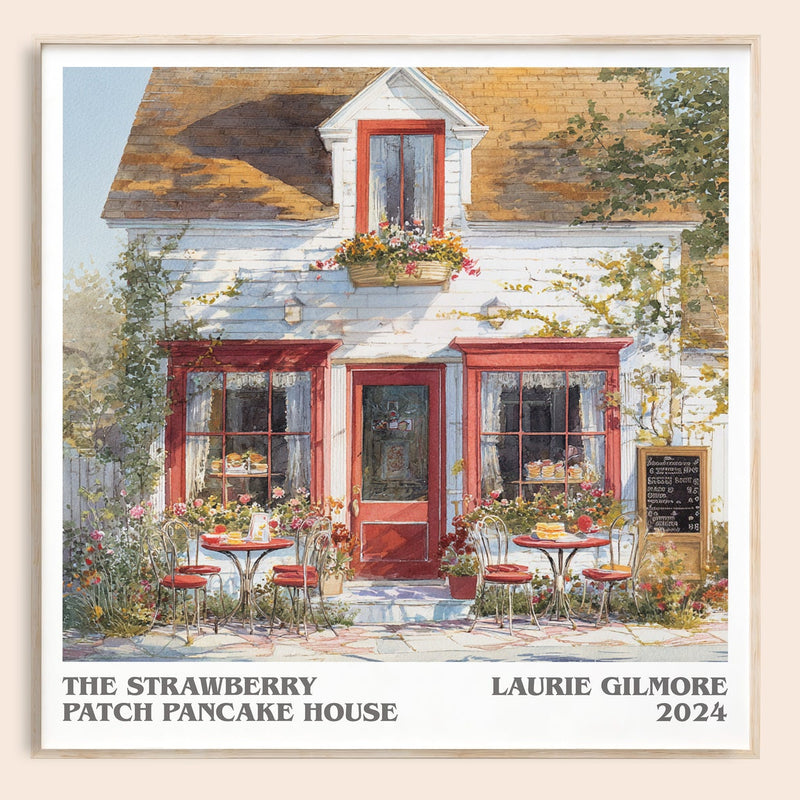 The Strawberry Patch Pancake House literary book poster by Laurie Gilmore – framed literary art print