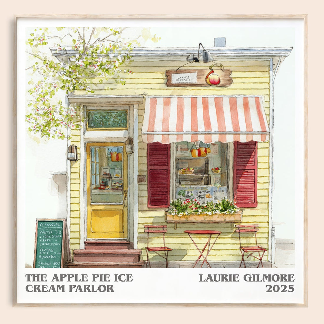 The Apple Pie Ice Cream Parlor literary book poster by Laurie Gilmore – framed literary art print