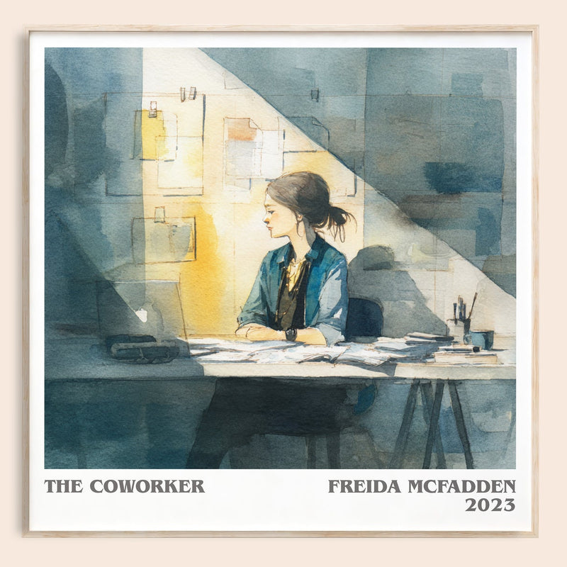 The Coworker literary book poster by Freida McFadden – framed literary art print