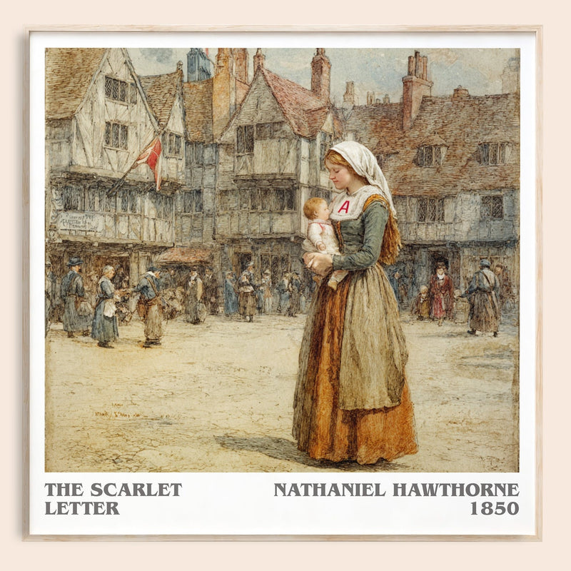 The Scarlet Letter literary book poster by Nathaniel Hawthorne – framed literary art print