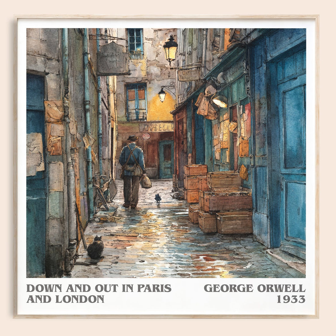 Down And Out In Paris And London literary book poster by George Orwell – framed literary art print