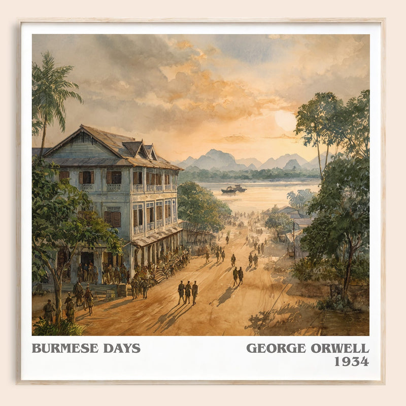 Burmese Days literary book poster by George Orwell – framed literary art print