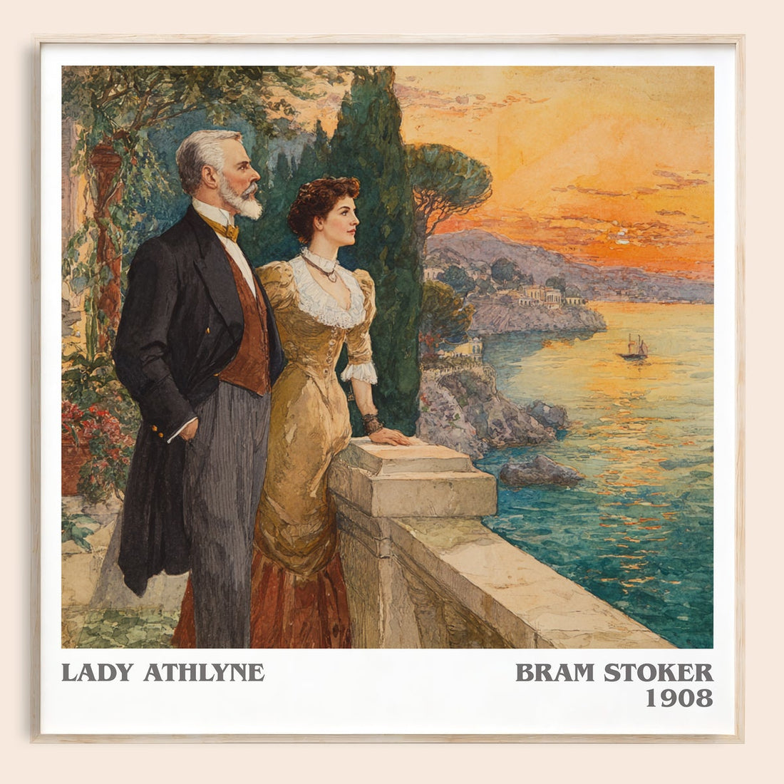 Lady Athlyne literary book poster by Bram Stoker – framed literary art print