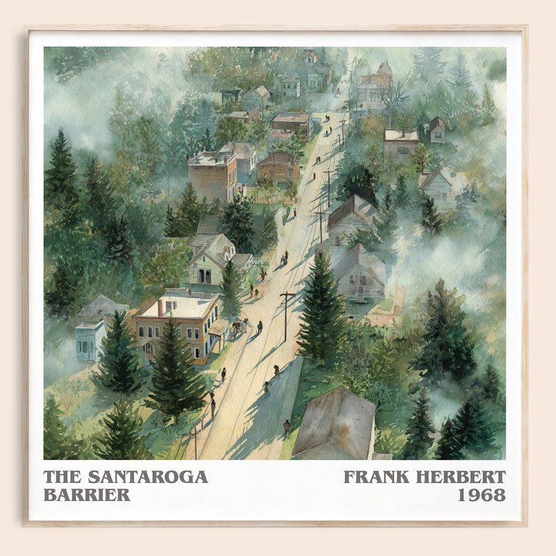 The Santaroga Barrier literary book poster by Frank Herbert – framed literary art print