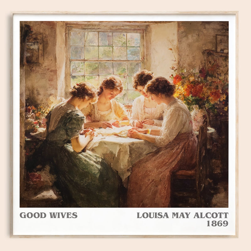 Good Wives literary book poster by Louisa May Alcott – framed literary art print