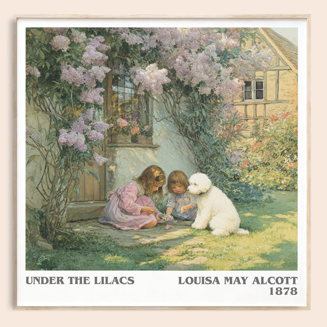 Under the Lilacs literary book poster by Louisa May Alcott – framed literary art print