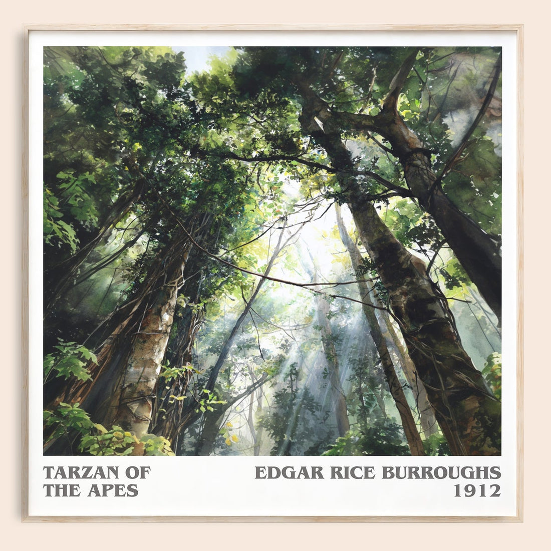 Tarzan of the Apes literary book poster by Edgar Rice Burroughs – framed literary art print