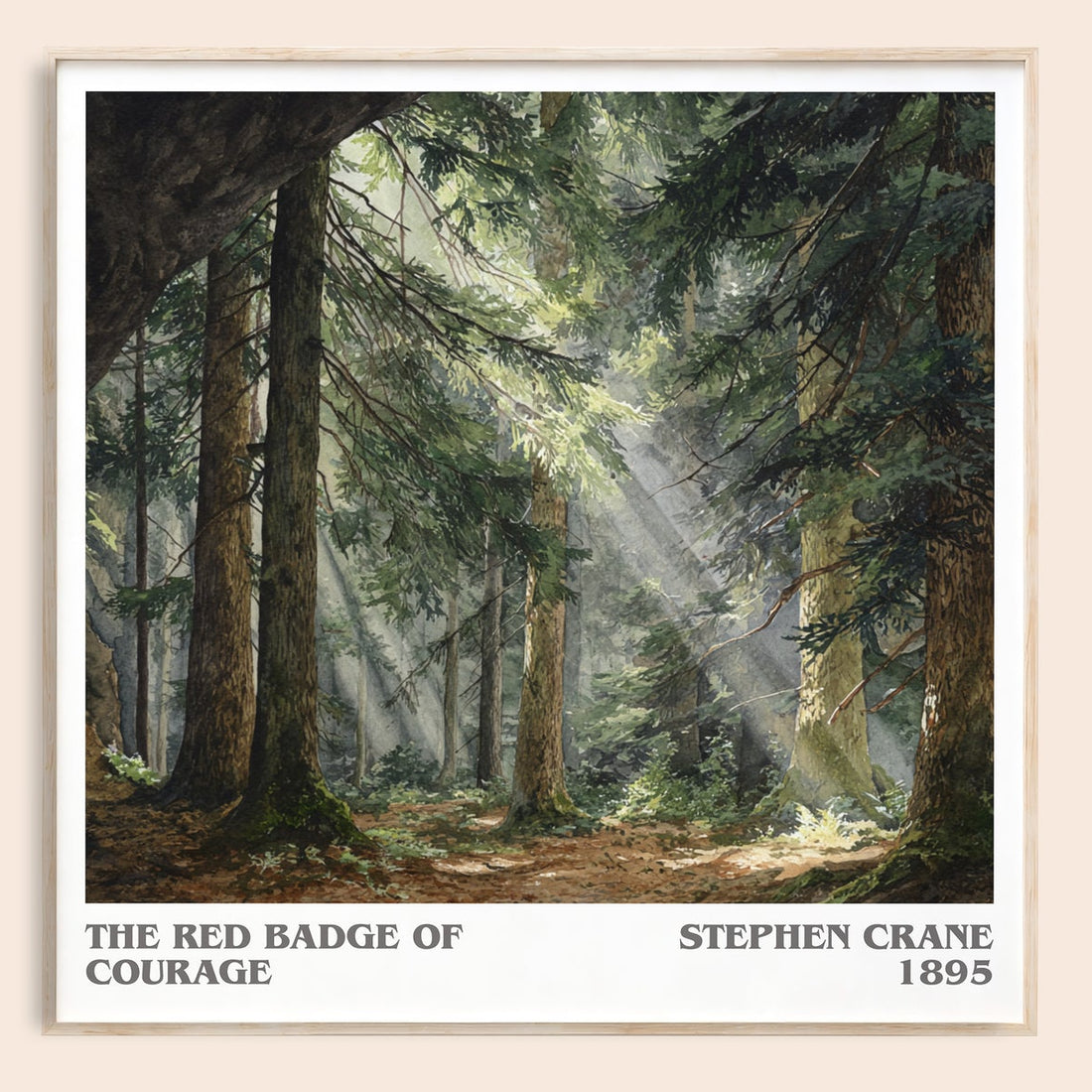 The Red Badge of Courage literary book poster by Stephen Crane – framed literary art print