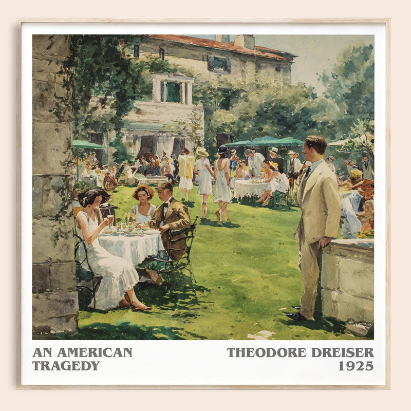 An American Tragedy literary book poster by Theodore Dreiser – framed literary art print