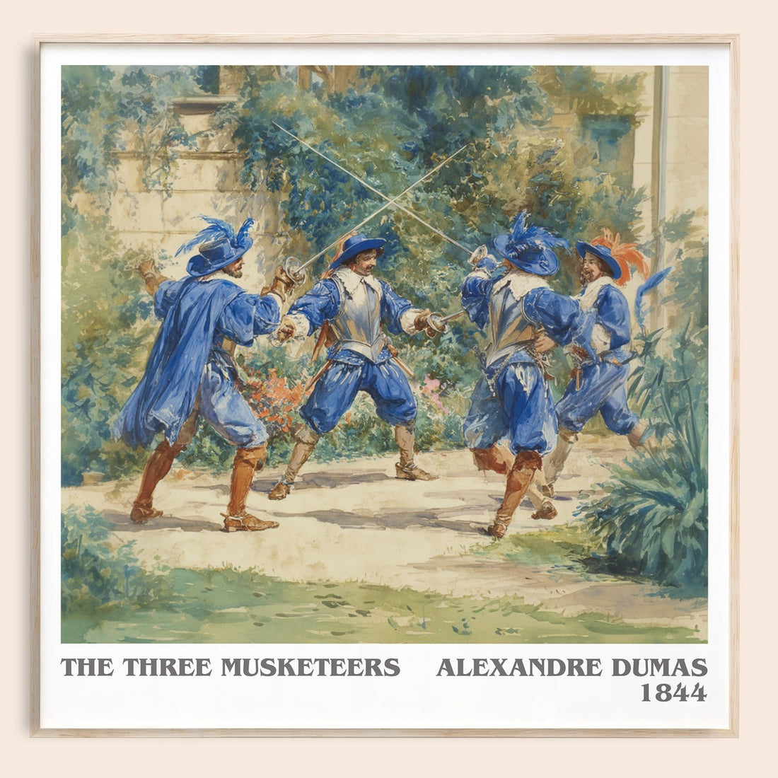 The Three Musketeers literary book poster by Alexandre Dumas – framed literary art print