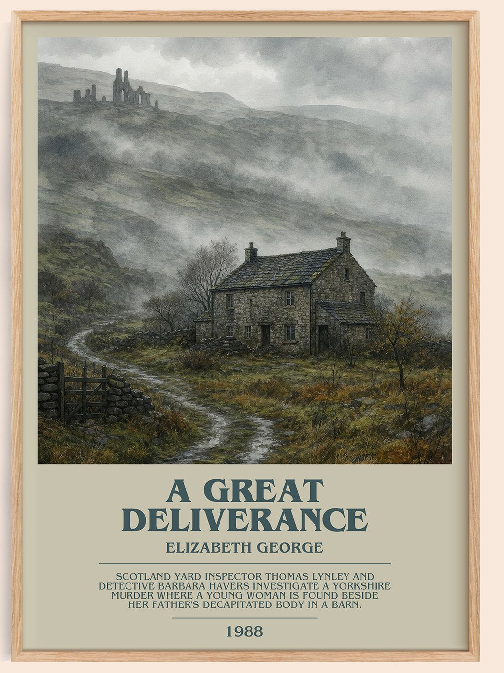A Great Deliverance bookish book poster by Elizabeth George – framed literary art print