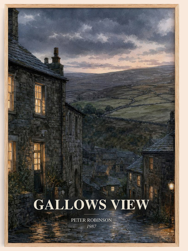 Gallows View watercolour book poster by Peter Robinson – framed literary art print