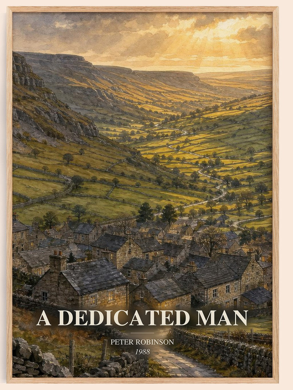 A Dedicated Man watercolour book poster by Peter Robinson – framed literary art print