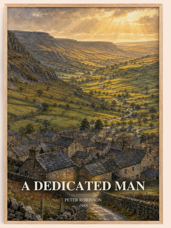 A Dedicated Man watercolour book poster by Peter Robinson – framed literary art print
