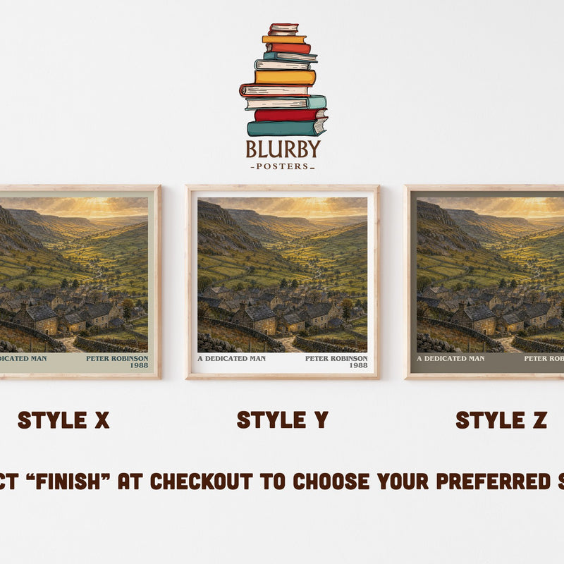 A Dedicated Man literary print in frame leaning in hallway – mystery wall art