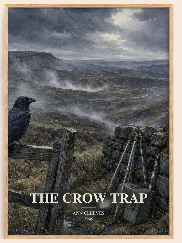 The Crow Trap watercolour book poster by Ann Cleeves – framed literary art print