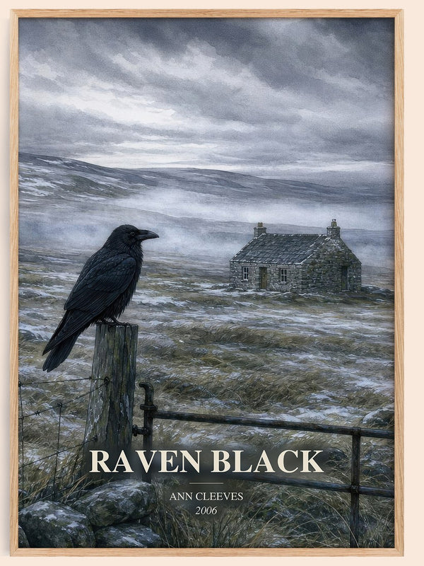 Raven Black watercolour book poster by Ann Cleeves – framed literary art print
