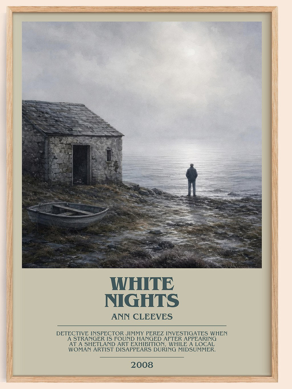 White Nights bookish book poster by Ann Cleeves – framed literary art print