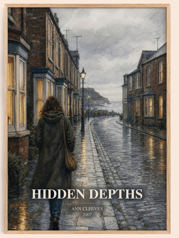 Hidden Depths watercolour book poster by Ann Cleeves – framed literary art print