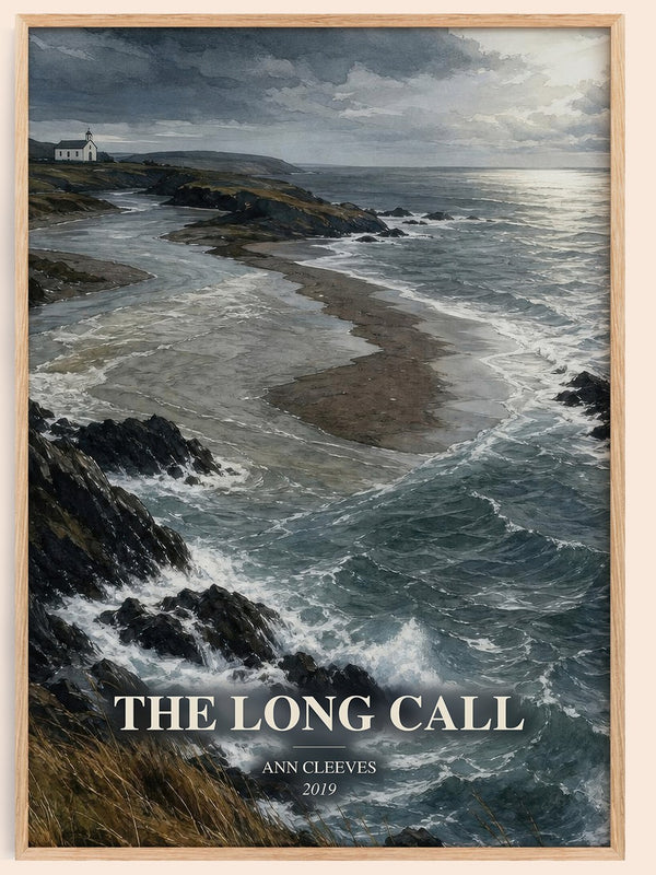 The Long Call watercolour book poster by Ann Cleeves – framed literary art print