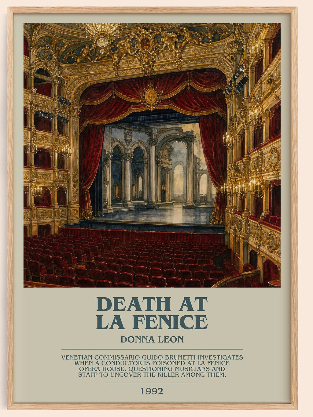 Death at La Fenice bookish book poster by Donna Leon – framed literary art print
