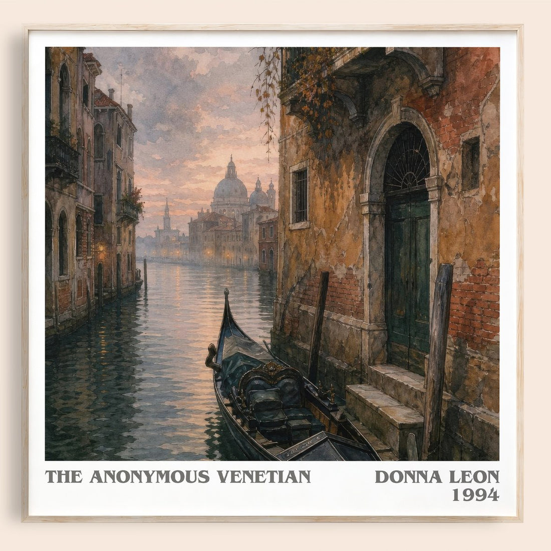 The Anonymous Venetian literary book poster by Donna Leon – framed literary art print