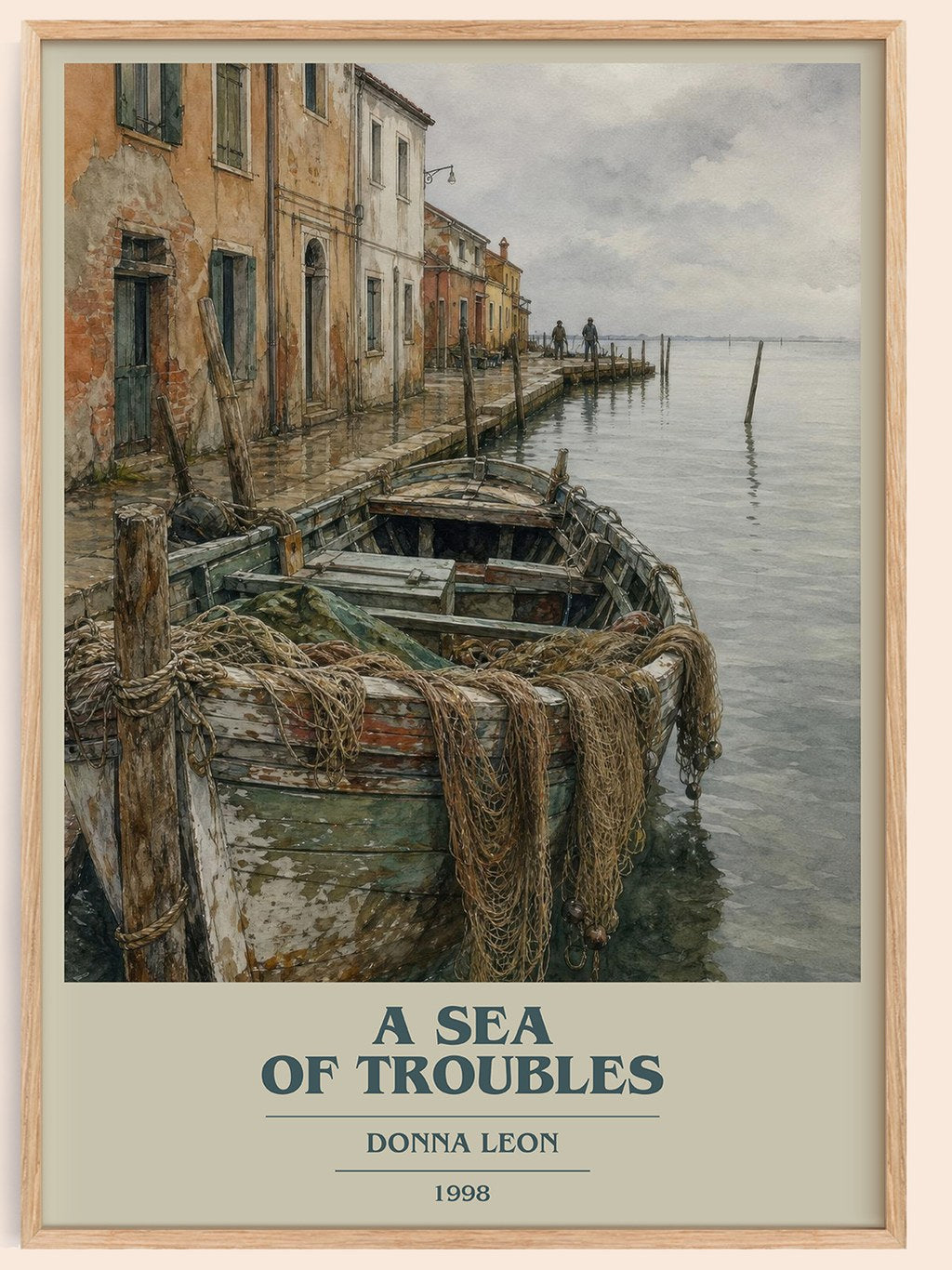 A Sea of Troubles book cover book poster by Donna Leon – framed literary art print
