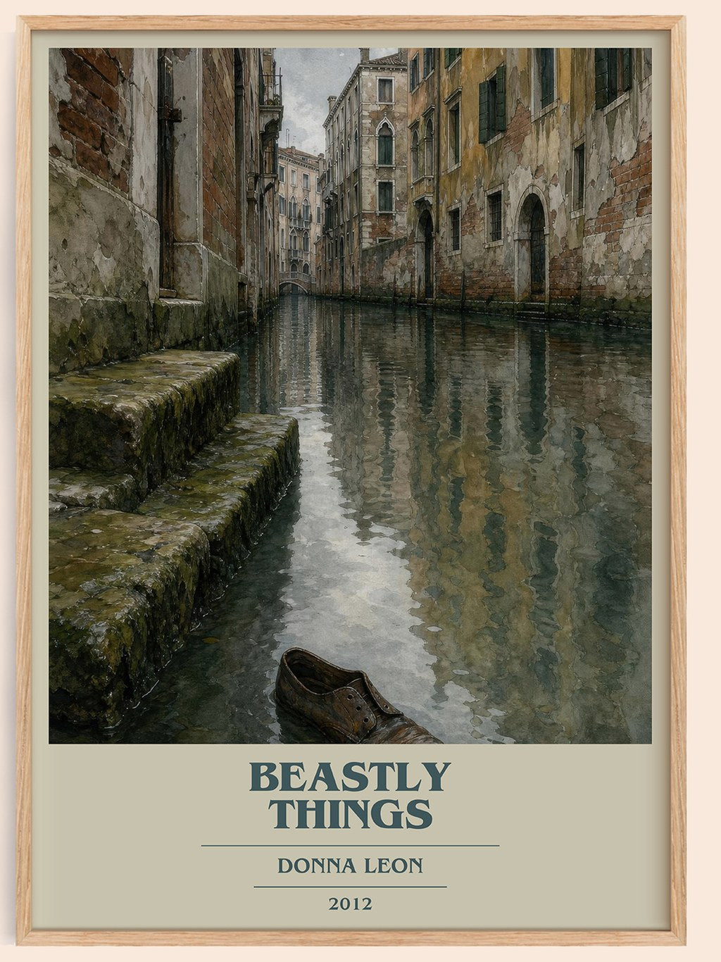 Beastly Things book cover book poster by Donna Leon – framed literary art print