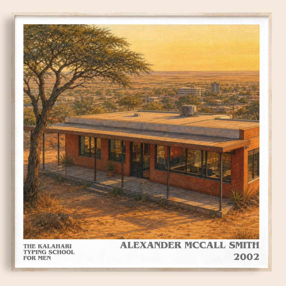The Kalahari Typing School for Men literary book poster by Alexander McCall Smith – framed literary art print