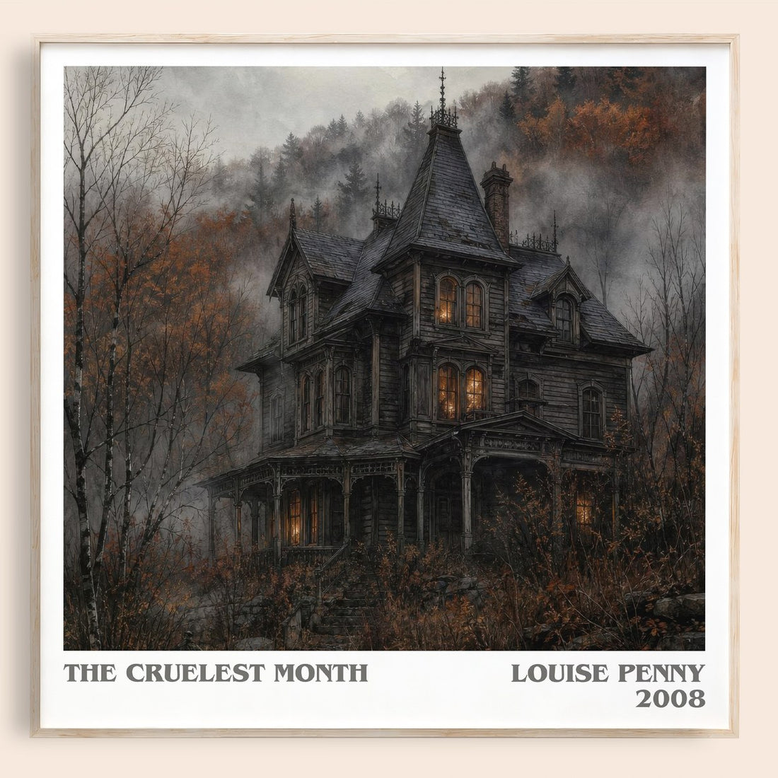 The Cruelest Month literary book poster by Louise Penny – framed literary art print