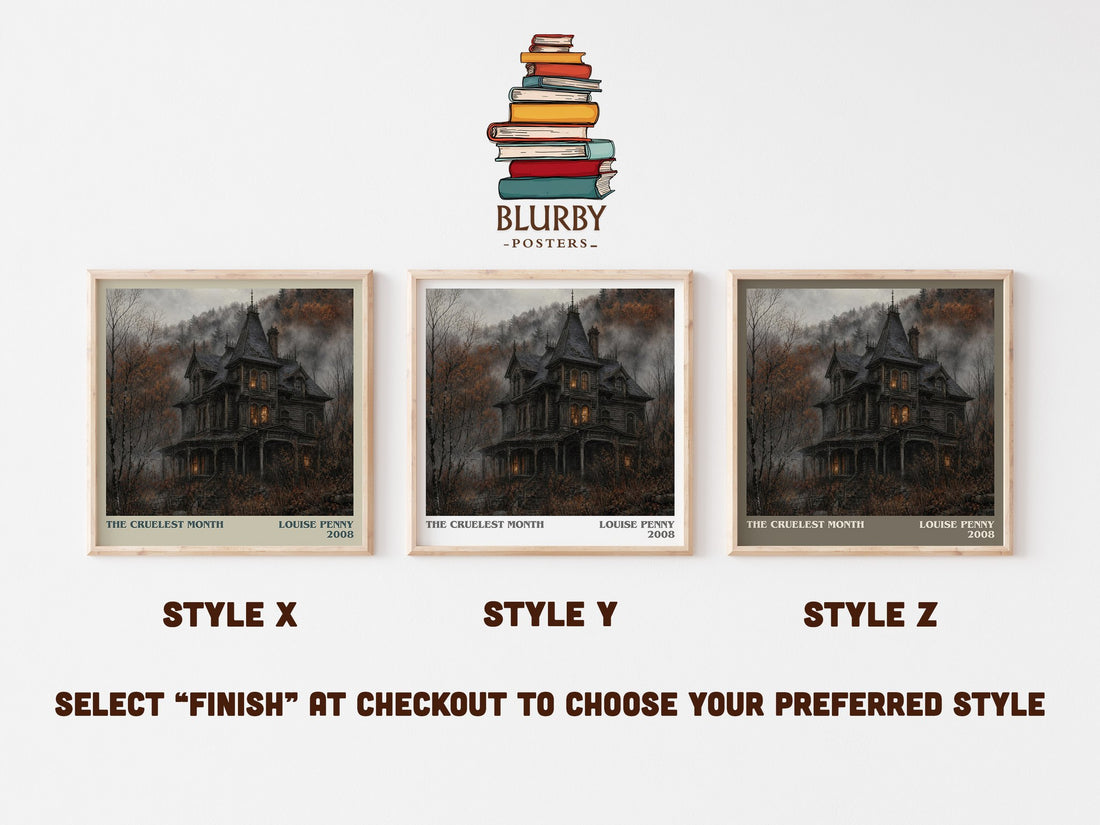 The Cruelest Month literary print in frame leaning in hallway – mystery wall art (mockup)