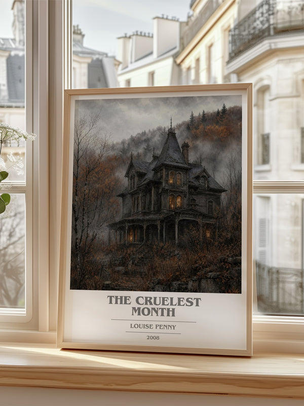 The Cruelest Month book cover poster colour and style options – Louise Penny book art
