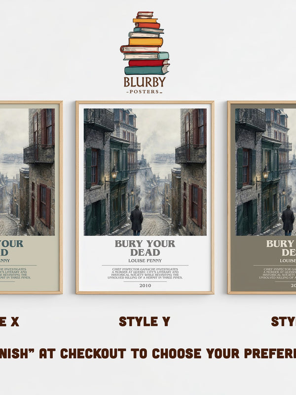 Bury Your Dead bookish print in frame leaning in hallway – mystery wall art