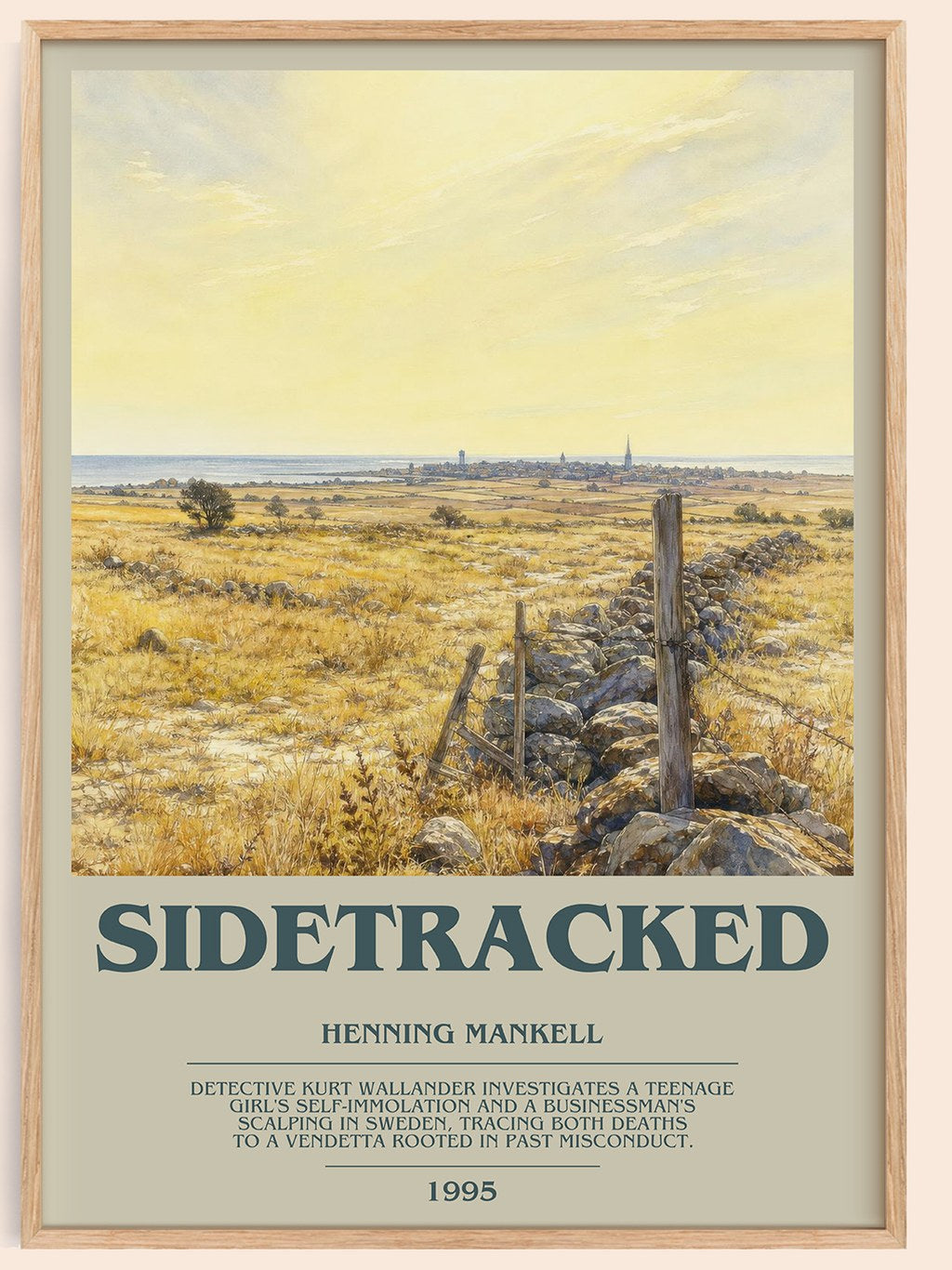 Sidetracked bookish book poster by Henning Mankell – framed literary art print