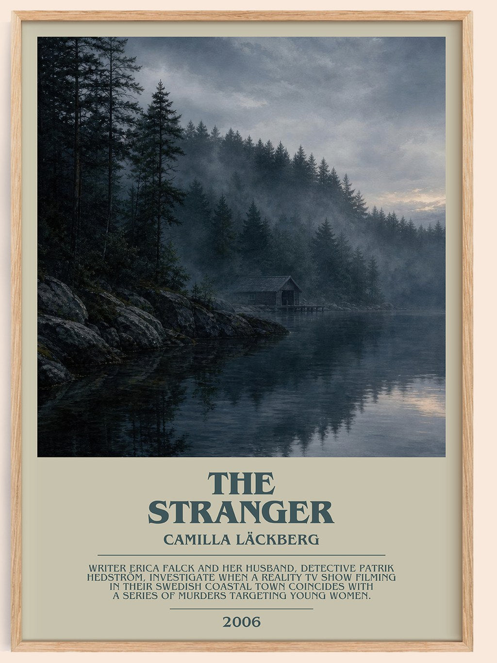 The Stranger bookish book poster by Camilla Läckberg – framed literary art print
