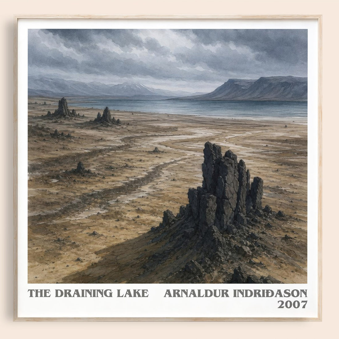 The Draining Lake literary book poster by Arnaldur Indriðason – framed literary art print