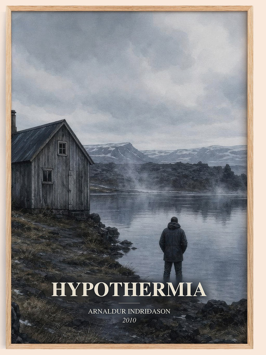 Hypothermia watercolour book poster by Arnaldur Indriðason – framed literary art print